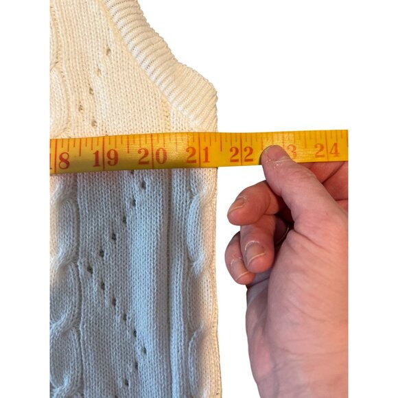 Vintage 1990’s Pendleton white cable knit varsity stripe sweater vest in size L - Picture 5 of 5